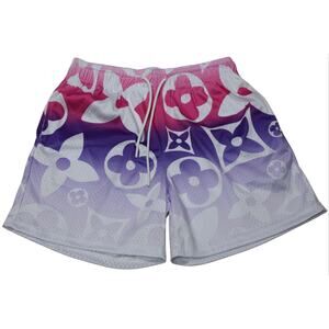 Mr Remade Shorts Mens Medium LV Luxury Designer Monogram Logo Print